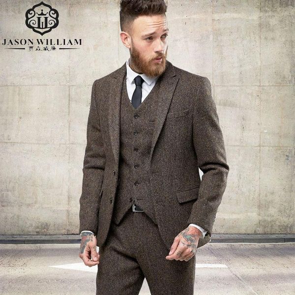 

ln125 2021 new custom made tweed suits men formal skinny wedding tuxedo gentle modern blazer 3 piece men suits(jacket+pants+vest, White;black