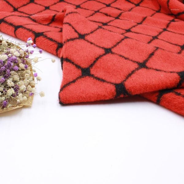 

ylsx autumn and winter knitted red plaid fabric wool fabric thermal skirt bottom shirt hoodie t-shirt 145cmx50cm1, Black;white