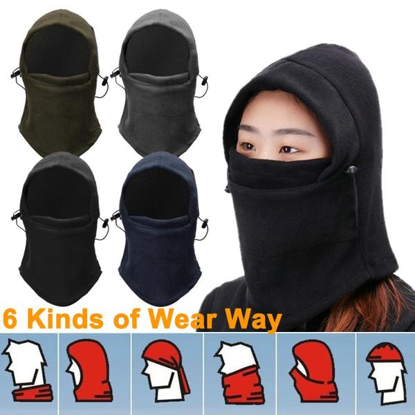 

cycling caps & masks warmer hiking scarves winter warm cap men women hats waterproof windproof mask thermal fleece balaclava hat hooded neck, Black