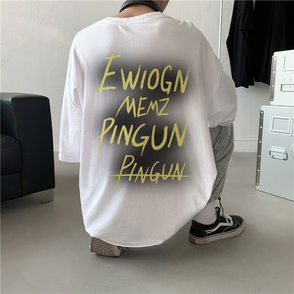 

personalized printed short sleeve t-shirt men's fashion brand 2021 new summer loose couple versatile t-shirt, Black