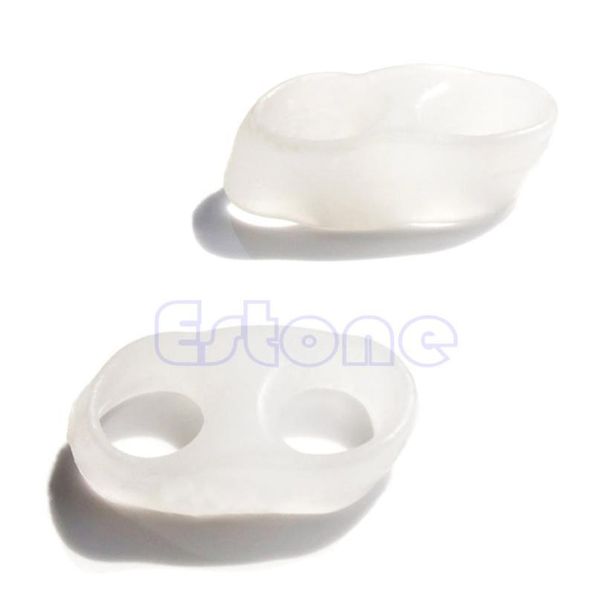 

new arrive 1 pair gel 2 holes ortcs bunion separators tail toe straightener stretchers ne jllbpk, Silver