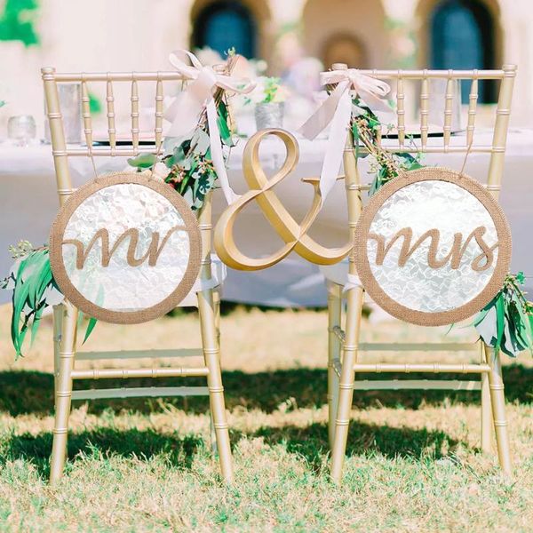 

party decoration 1pair mr mrs wedding chair decor burlap lace banner decorations dÃ©cor de chaise