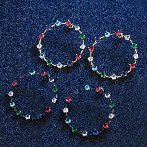 

hoop & huggie fashion earring for women inlaid cubic zirconia long earrings romantic gift, Golden;silver