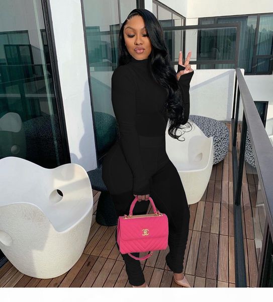 

womens clothing fall fashion tracksuit solid color casual women two piece outfits high collar pleated long sleeve two-piece set sport suit, Gray