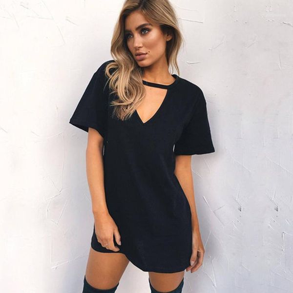

2020 women summer dress v-neck white black mini night party casual beach style plus size 3xl tshirt dresses vestidos mujer1