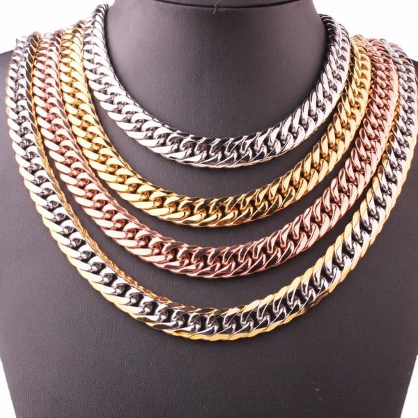 

tisnium 13 / 16мм высокого класса gold tone аксессуары из нержавеющей стали top полировка майами ссылка снаряженная кубинский цепи mens ожер, Silver