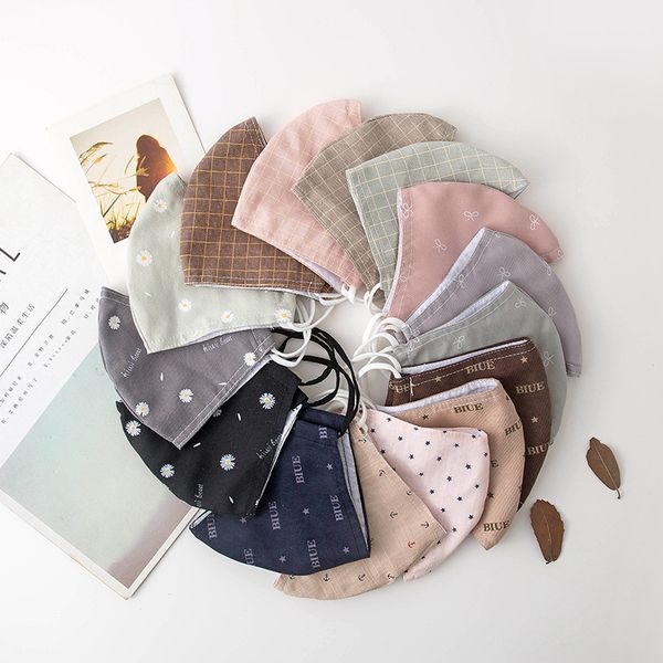 

reusable printed washable cotton mouth masks fabric kids mask adjustable ear band support plug pm2.5 filter