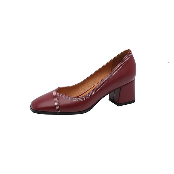 

new genuine 2021 high-heeled thick heels toe-square-toe shallow female party white rice shoes 1 37c8, Black