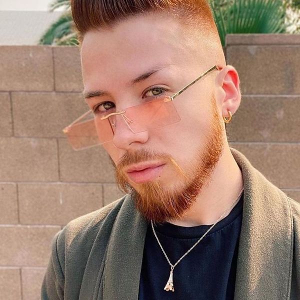 

sunglasses qpeclou fashion metal rimless square women brand small colorful sun glasses men frameless shades oculos feminino, White;black