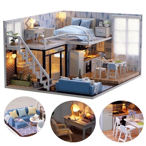 

diy dollhouse wooden doll houses miniature doll house furniture kit doll houses miniature birthday gift y200704