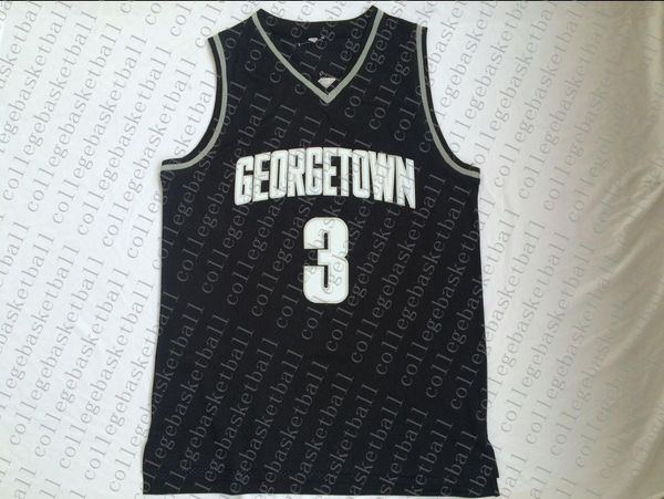 Benutzerdefiniertes Allen Iverson #3 Georgetown Hoyas Black College-Trikot genäht. Passen Sie einen beliebigen Nummernnamen an, MÄNNER FRAUEN JUGEND XS-5XL