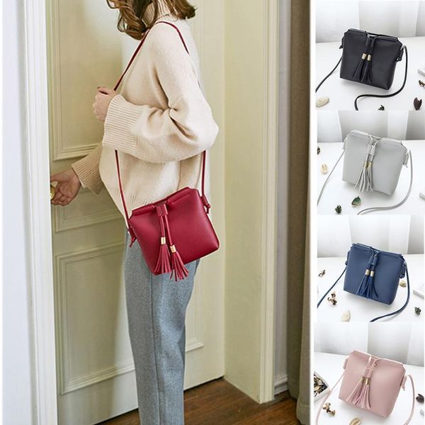 

1pc solid casual womens bag summer new pu handbag fashion tassel soft clutch solid crossbody single women bag over shoulder hot