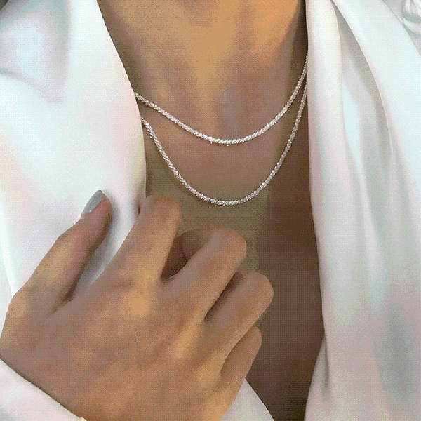 

chokers sparkling shine collarbone chain silver color choker necklace for women 2021 ins simple twist short collier, Golden;silver