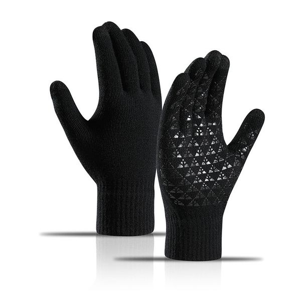 

classic man woman winter style warm knitted non-slip driving gloves for school students, Blue;gray