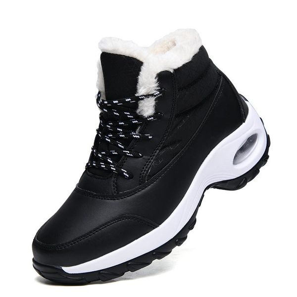 

boots winter women snow warm waterproof non-slip thick heels plush ankle ladies cotton shoes female footwear, Black