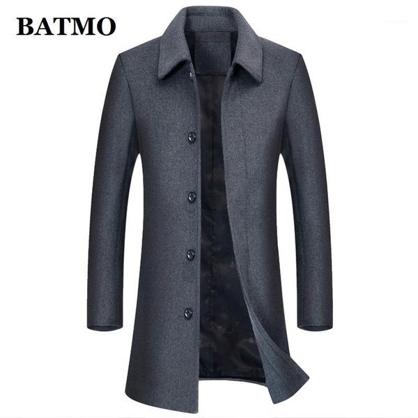 

batmo new arrival winter wool long trench coat men,men's wool casual jackets,plus-size m-7xl 17161, Black
