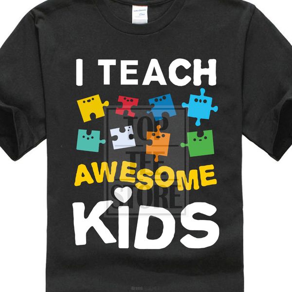 

fashion men's autism awareness puzzle graphic i teach awesome kids clothing cotton tsh hoodie designers t shirts sweatshirt