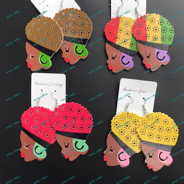 

hoop & huggie arrive american african queen wooden drop earrings ,stylish hanging , for friends /women /party gifts 2021, Golden;silver