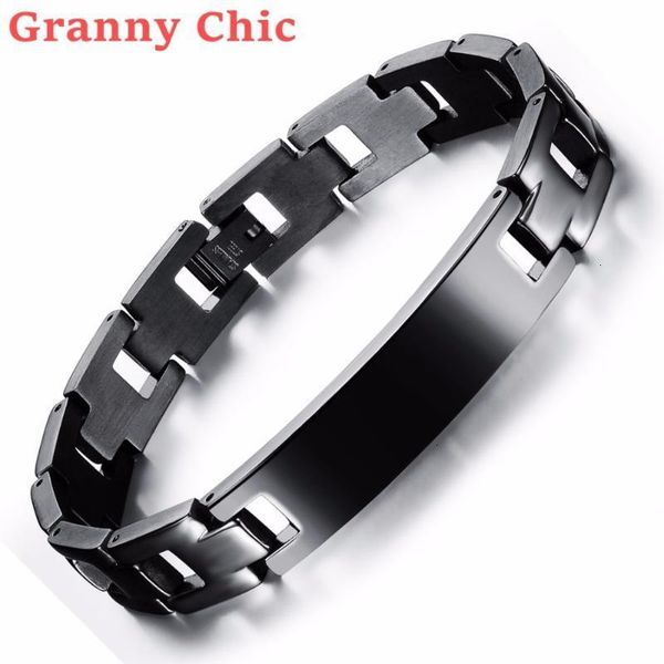 

factory4zh9chic health brand granny fashion energy bangle design men black jewelry stainless steel magnetic smooth id