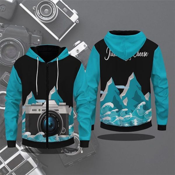 

men's 2020 printed new sports 3d zipper sweater casual crew neck, Gray