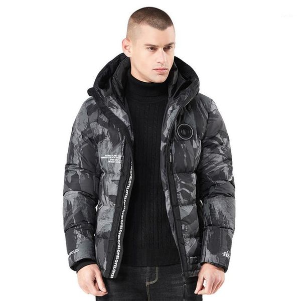 

men's winter hoodie camouflage printing thickened cotton outwear jacket coat man jackets large size streetwear windbreaker1, Black