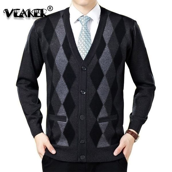 

new men cardigan sweaters fashion wool sweatercoat knitwear male v-neck collar slim fit bussiness casual sweater outerwear 201105, White;black