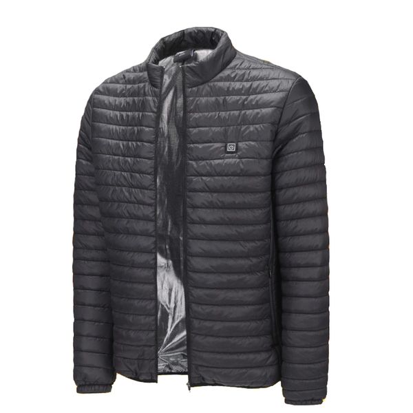 

new infrared usb heated down jacket men thermal outdoor electric battery abdominal back heating long sleeves winter clothes 201204, Black