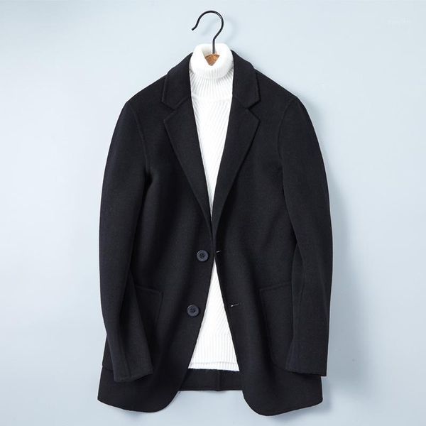 

dong men's double cashmere cloth leisure suit coat suits brought the youth brief paragraph han edition coat dust1, Black