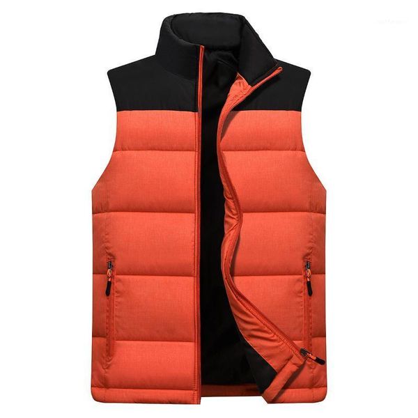 

men autumn winter warm vest cotton clothing down cotton thick hair heat middle-aged and elderly color large size men vest1, Black;white