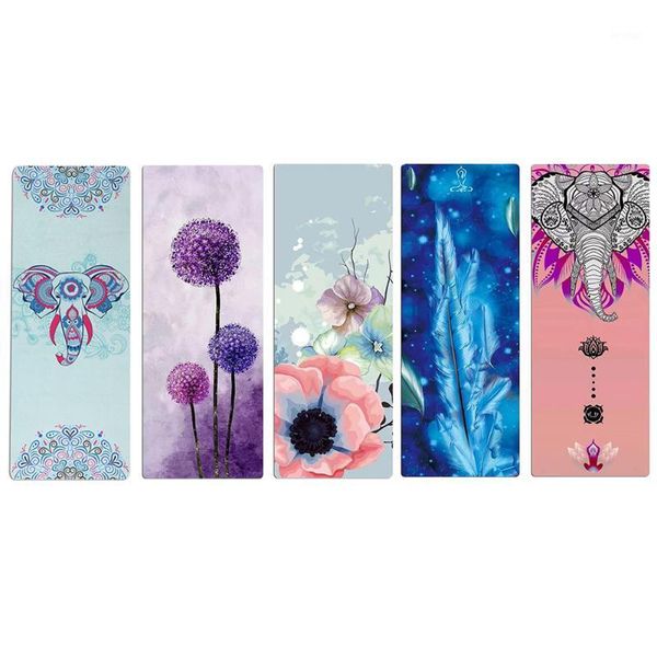

yoga mats gym mat suede print non-slip fitness pilates sports exercise floor pad travel quick-drying cushion blankets1