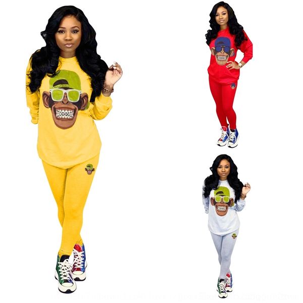 

oejya ts977 casual decal color cartoon solid sports two-piecewomen's two-piecetwo-piece set ts977 sports casual solid color cartoon dec, Gray
