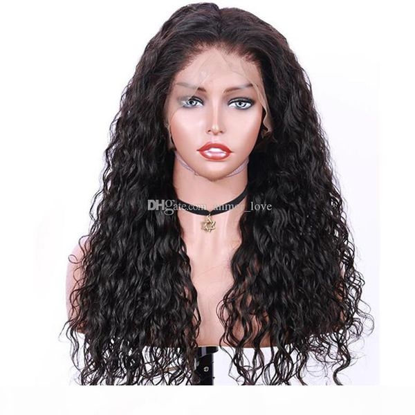 

8a malaysian unprocessed human virgin natural color full lace lace front wig for black women body wave with baby hair can be permed, Black;brown