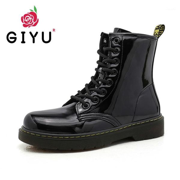 

2020 black womens leather boots autumn classic boots flat platform shoes women lace up motorcycle booties fashion female1