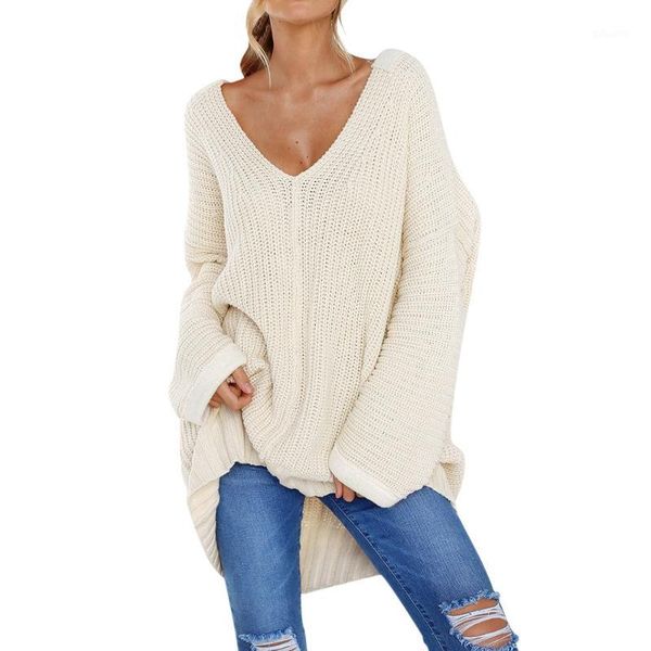 

jaycosin 2018 fashion women v neck jumper sweaters coat sleeve knitted pullover sweater jumper dropshipping 19jun241, White;black