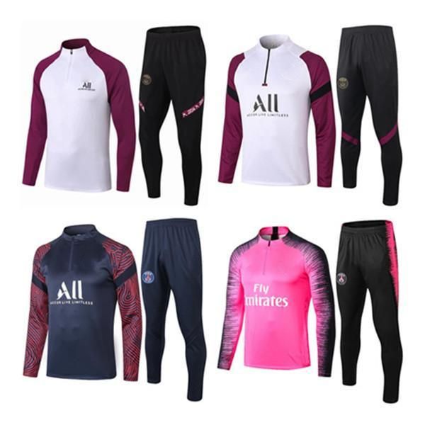 

2020 2021 jacket kit soccer tracksuit set icardi t.silva tracksuits mbappe lucas home football jacket kit training training suit, Black