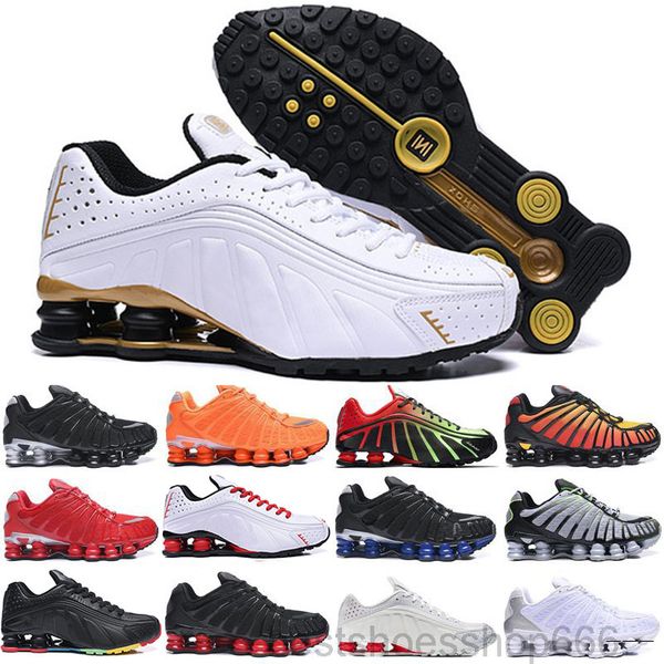 

shox tl r4 black women men casual shoes vibrant tones volt racer blue copper grey 301 orange silver trainers size 12 lpo2, White;red