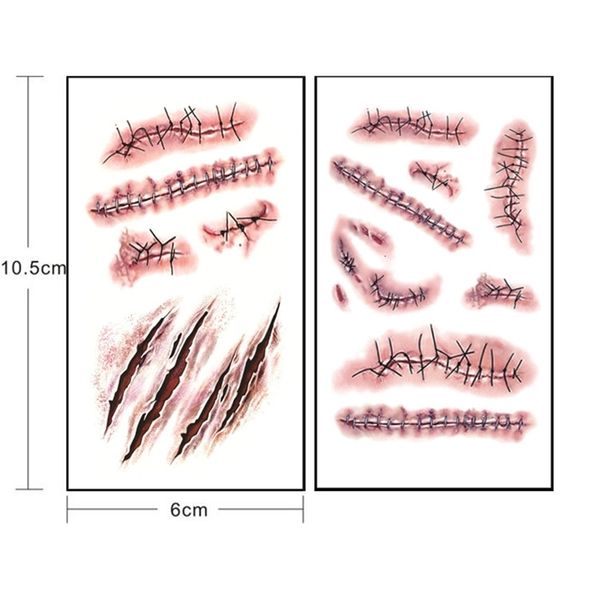 

tattoo halloween party temporary stickers tattoos bloody scar waterproof men and women lasting simulation bleeding false