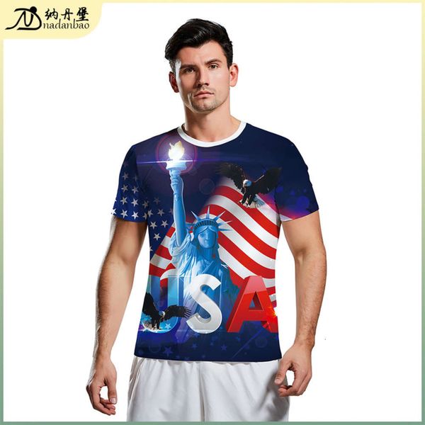 

2020 summer new statue of liberty 3d print men's casual t-shirt b129-9169, Black