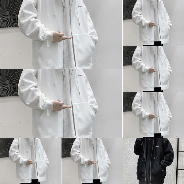 

autumn sweater men's hooded cardigan korean fashion students hip hop sports coat ins casual sweatercoat sweatertrend j8wm6, Black