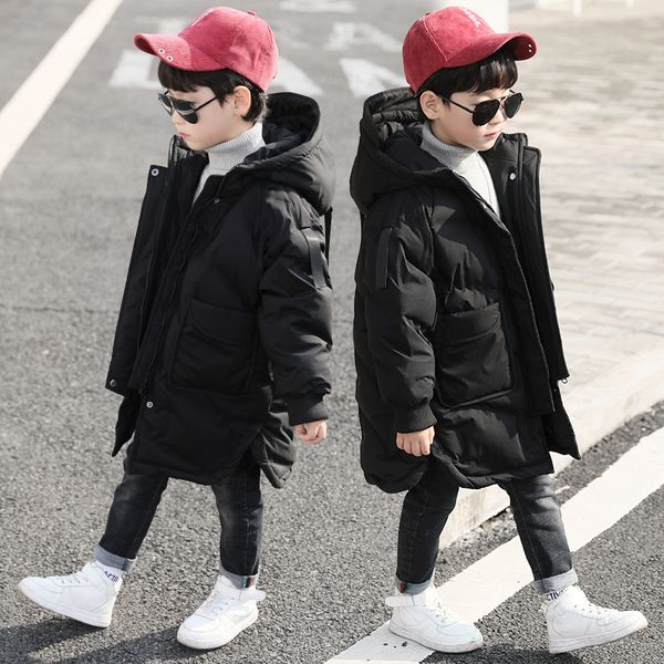 

padded clothes for boys 2020 winter wear new thickened coat children's down medium long cotton jacket foreign style, Blue;gray