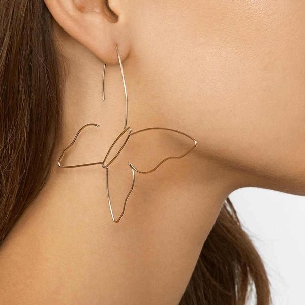 

aensoa vintage gold silver color metal hook butterfly drop earrings fashion handmade women butterfly copper wire dangle earrings