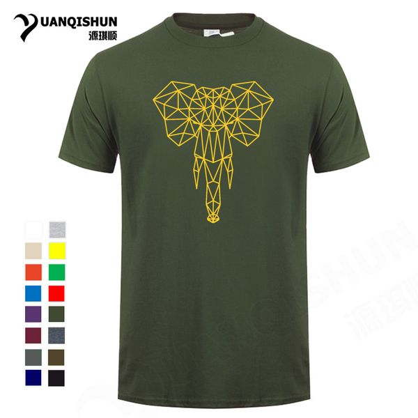 

sport geometric elephant t shirt 2018 novelty line design animals t-shirt cotton men tshirt fashion street tees 3xl