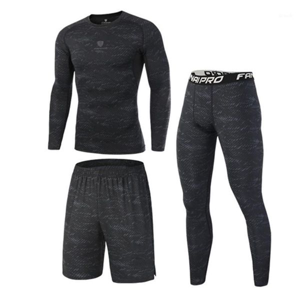

running pants compression men's sport suits quick dry tights and t shirt sets clothes joggers gym fitness tracksuits set1, Black;blue