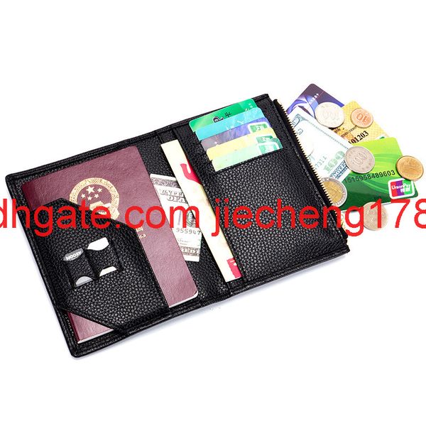 

multi functional passport holder leather certificate bag for men and women, Red;black