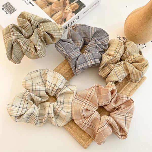 

coloful корейский плед scrunchie упругие резинки для женщин девочка отдыха головных уборов ponytail аксессуары для волос