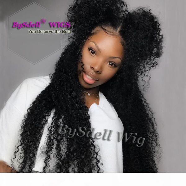 

длинные afro kinky завитые парики для женщин черный черный цвет синтетический фронта шнурка полные парики шнурка оптовая perruque афроамерик, Black