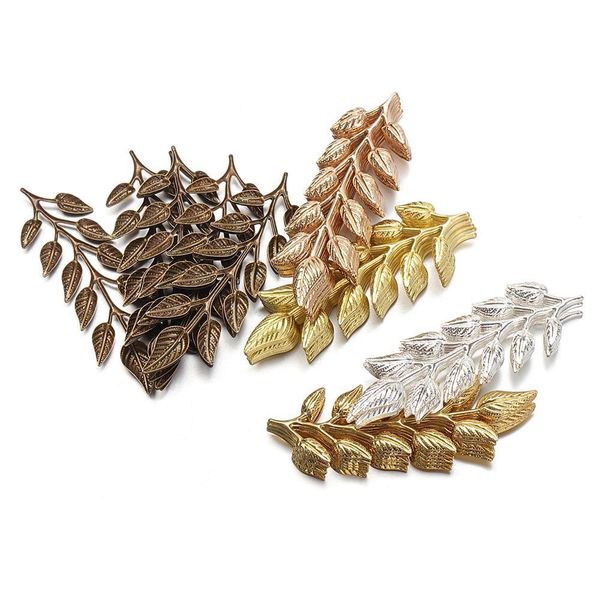 

20pcs 19x64mm gold silver copper leaf charms pendants findings for diy jewelry making necklace earring accessory handmade craft h sqcqlo