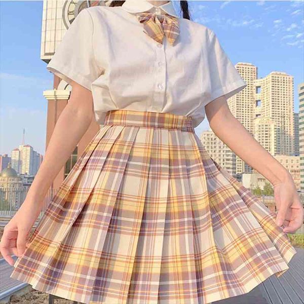 

summer y2k high waist pleated skirt e-girls cute sweet ladies jk japanese school uniforms student plaid kawaii mini women skirt, Black