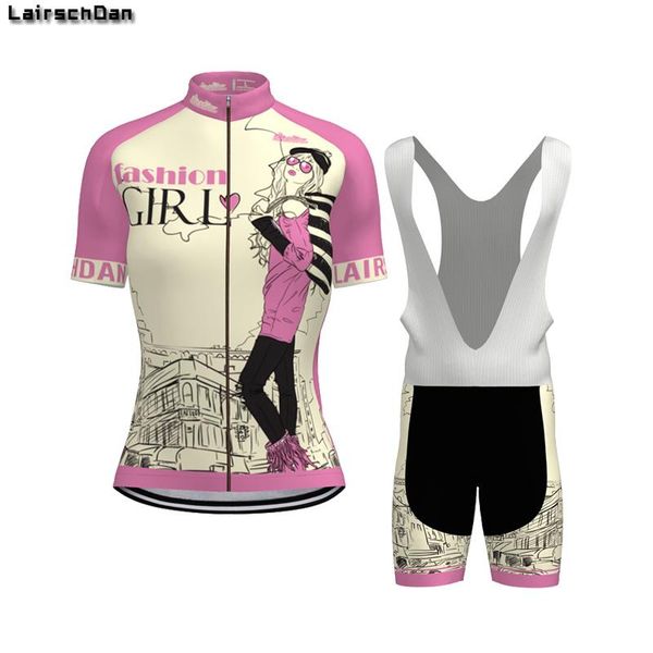

long ao lairschdan pink girl short sleeve cycling jersey summer sets mtb clothes bicycle wear ropa ciclismo bike clothing kits, Black;blue