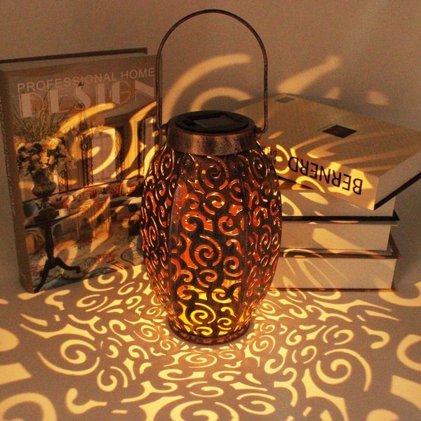 

solar iron hanging lamp outdoor garden garden lawn decoration landscape hollow projection lantern(the logistics price pls contact us)